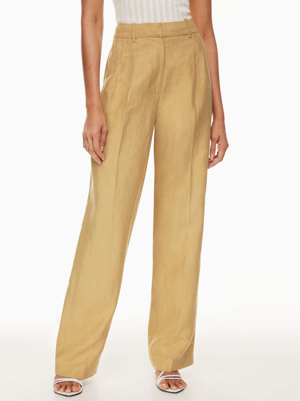 ARITZIA Wilfred High-Rise Pleated Pants in Mustard Yellow